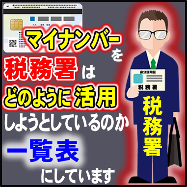 マイナンバーを税務署はどのように活用しようとしているのか一覧表にしています。